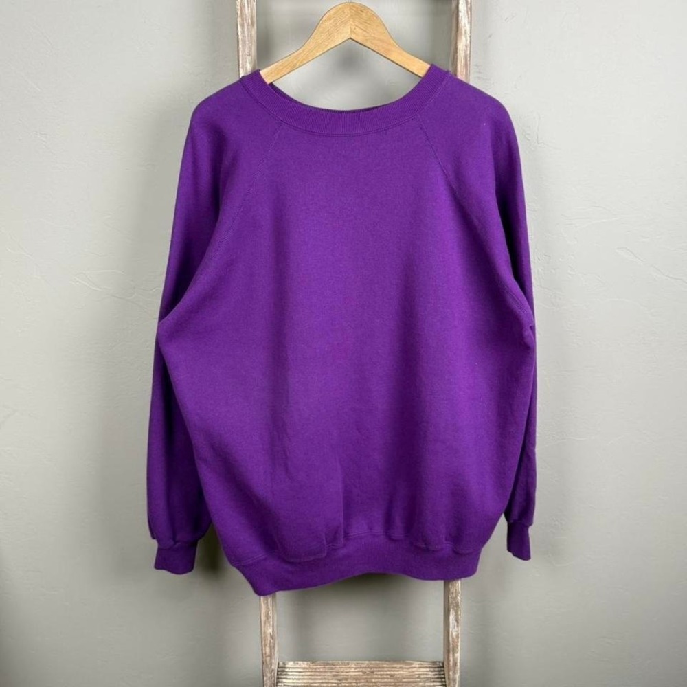 Vintage Hanes Her Way Purple Blank Raglan Pullover Sweatshirt size 2XL